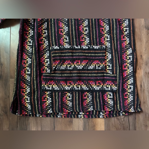 Vintage Baja Hoodie XL Mexican Drug Rug Festival Boho Surf Pullover - Picture 5 of 6